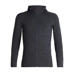 Icebreaker Descender LS Zip Hettegenser (Herre) -Osprey || Icebreaker || Patagonia Butikk Icebreaker Descender LS Zip Hood Hettegenser Herre Jet HTHR Black