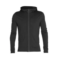 Icebreaker Quantum III LS Zip Hood Herre -Osprey || Icebreaker || Patagonia Butikk Icebreaker Quantum III Zip Hood Herre Black