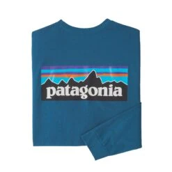 Patagonia L/S P-6 Logo Responsibili-Tee Longsleeve -Osprey || Icebreaker || Patagonia Butikk Patagonia LS P6 Logo Responsibili Tee Herre Wavy Blue